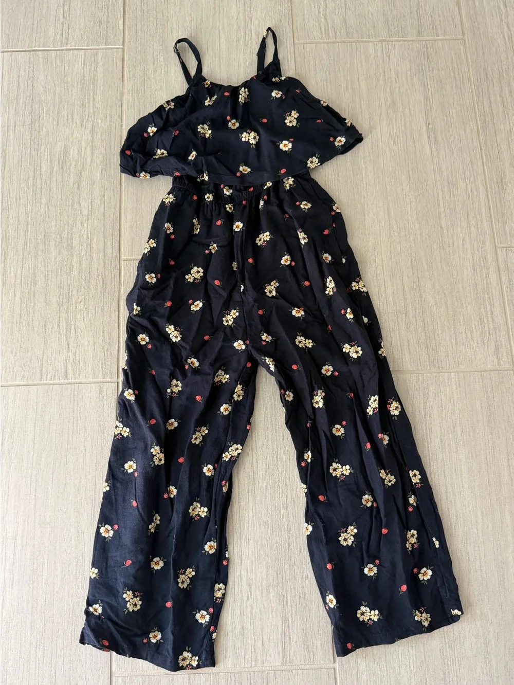 Abercrombie & Fitch Kids Navy Wide-Leg Jumpsuit with Spaghetti Straps